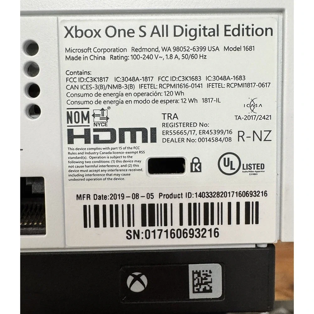 Microsoft Xbox One S All Digital Edition 1TB Console White  TESTED AND WORKING